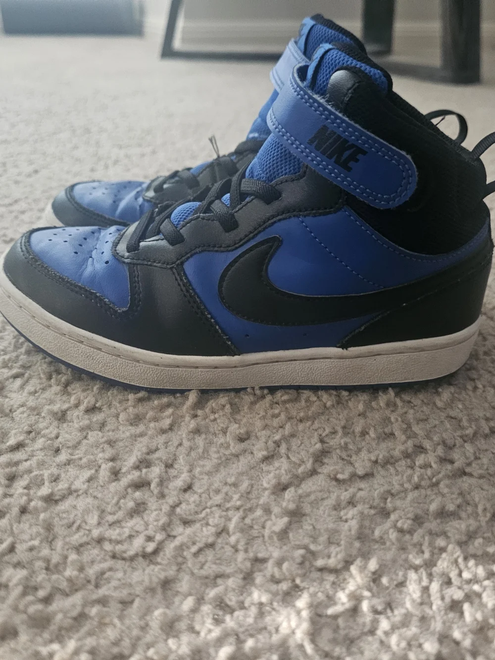 Nike Kids Blue and Black High-Top Sneakers with Strap